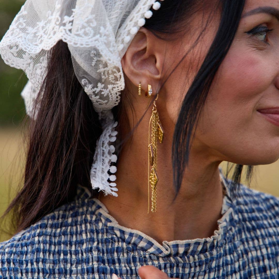 Hammered Gold Jolene Chain Statement Earrings