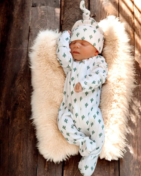 Cactus / Organic Pointelle 2-Way Zip Footie