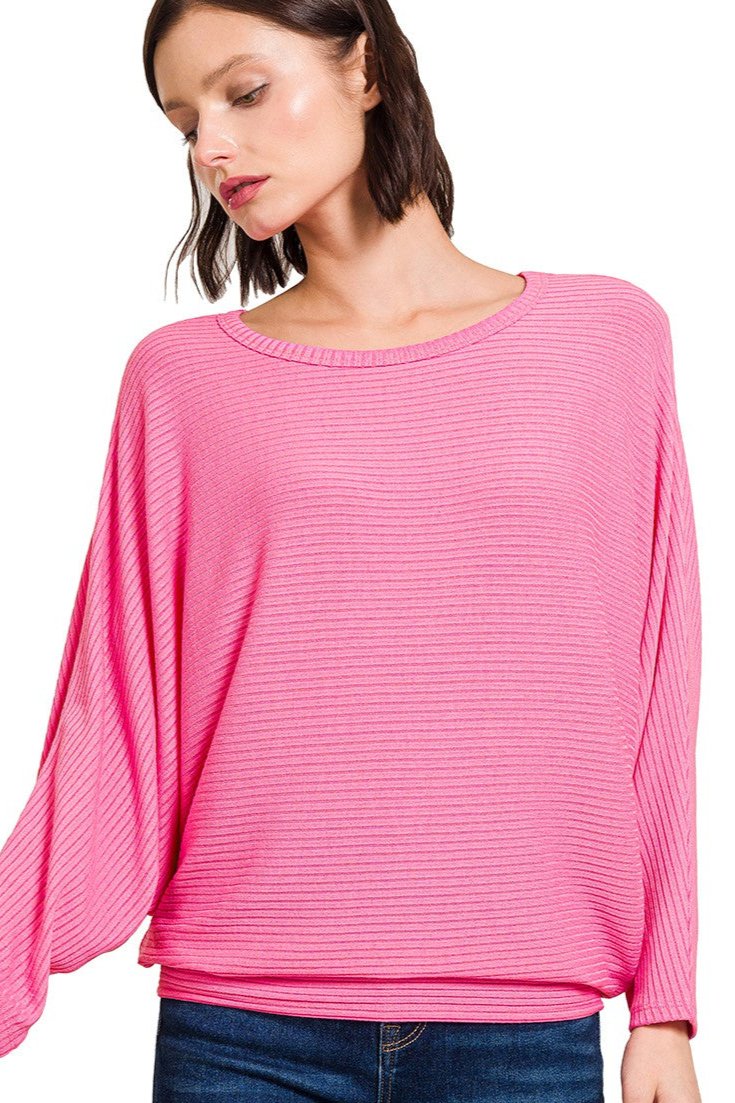 Candy Pink Batwing sleeve top