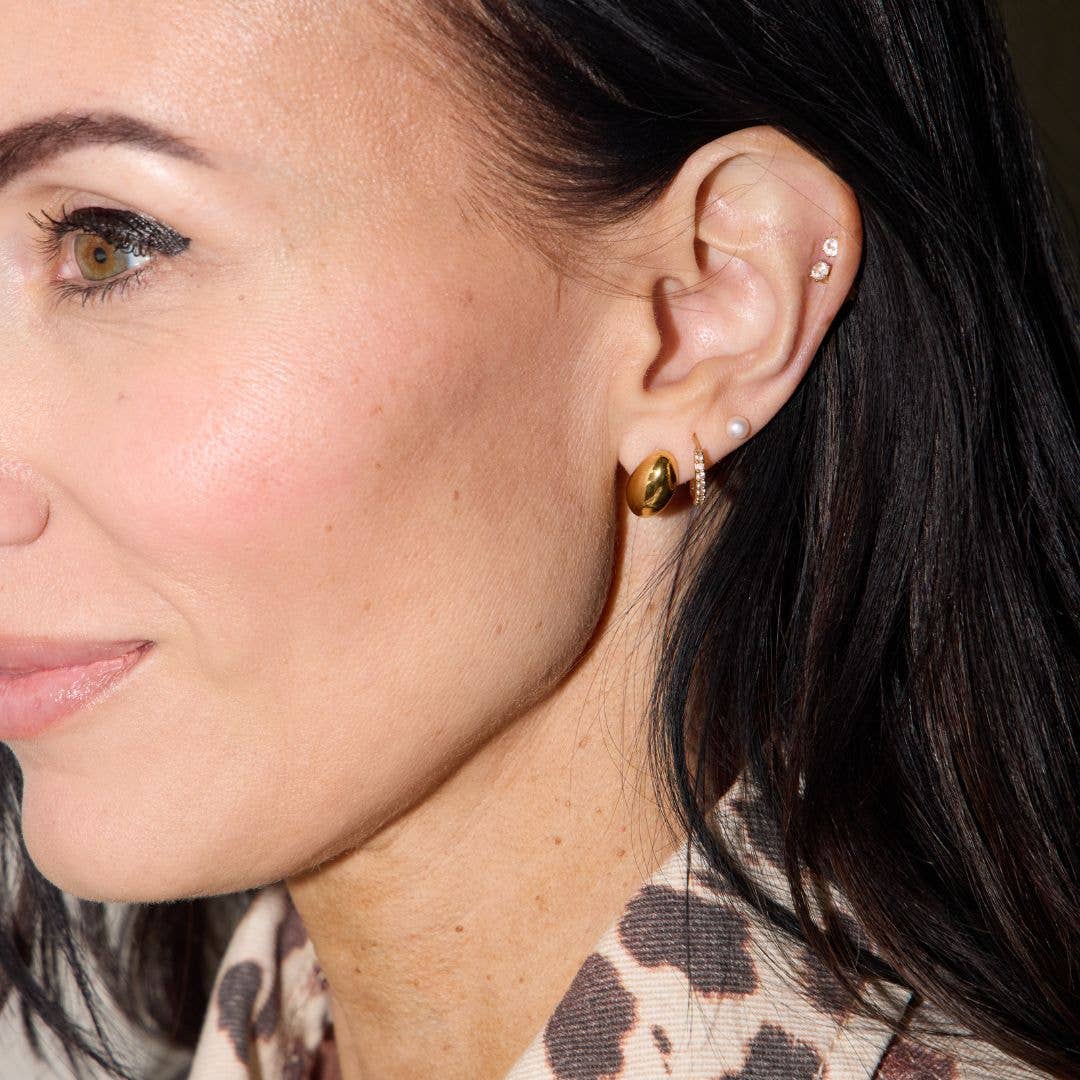 Gold Waterproof Dome Stud Earrings