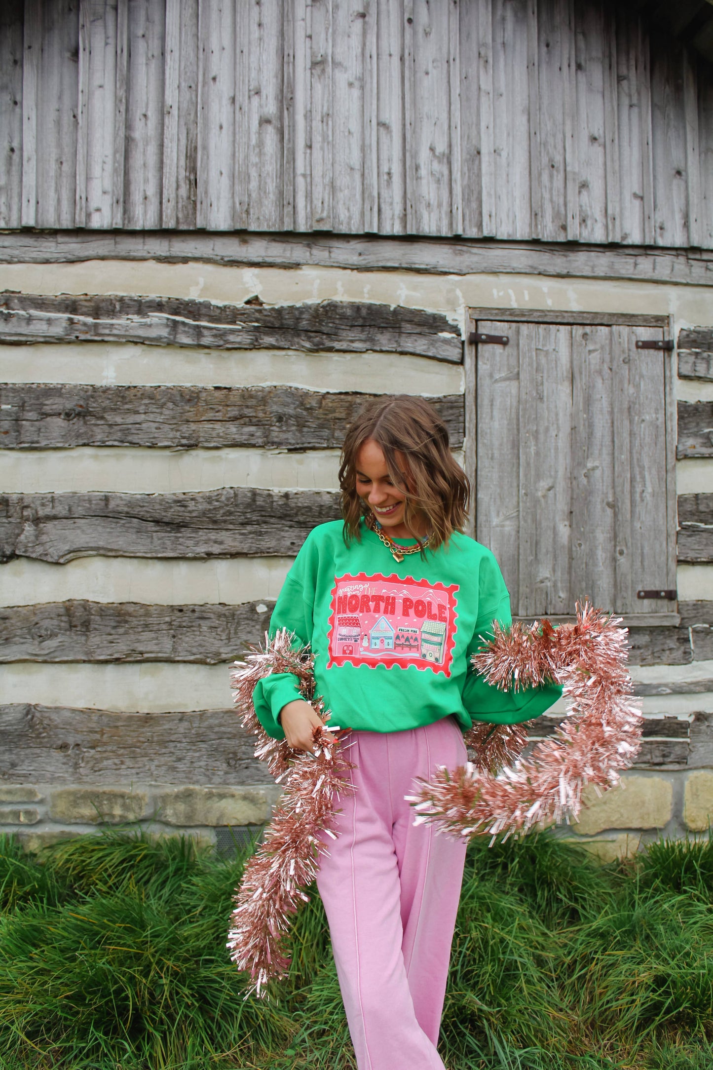 Greetings From The North Pole Green Crewneck