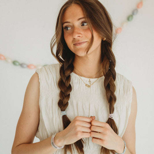 "Faith" Necklace Set Gold Mother of Pearl