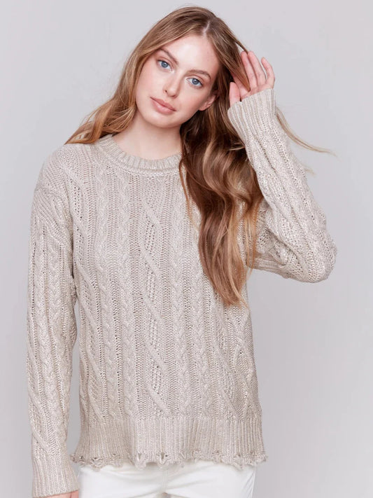 Champagne Cable Knit Sweater