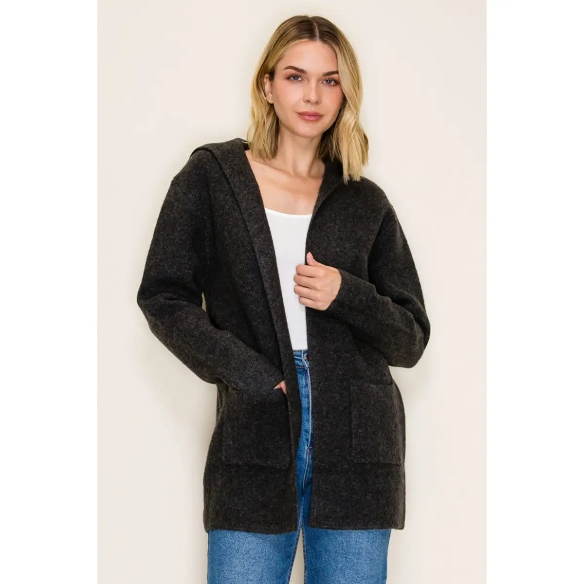 Charcoal Heavy Hoodie Sweater Cardigan