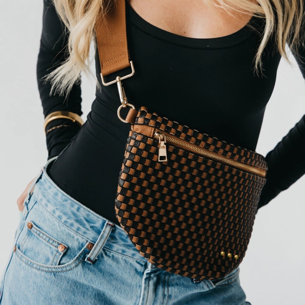 Westlyn Woven Bum Bag - Checkered Coffee