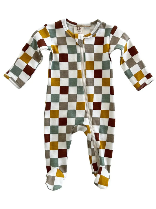 Cannoli Checkerboard / Organic Zip Footie