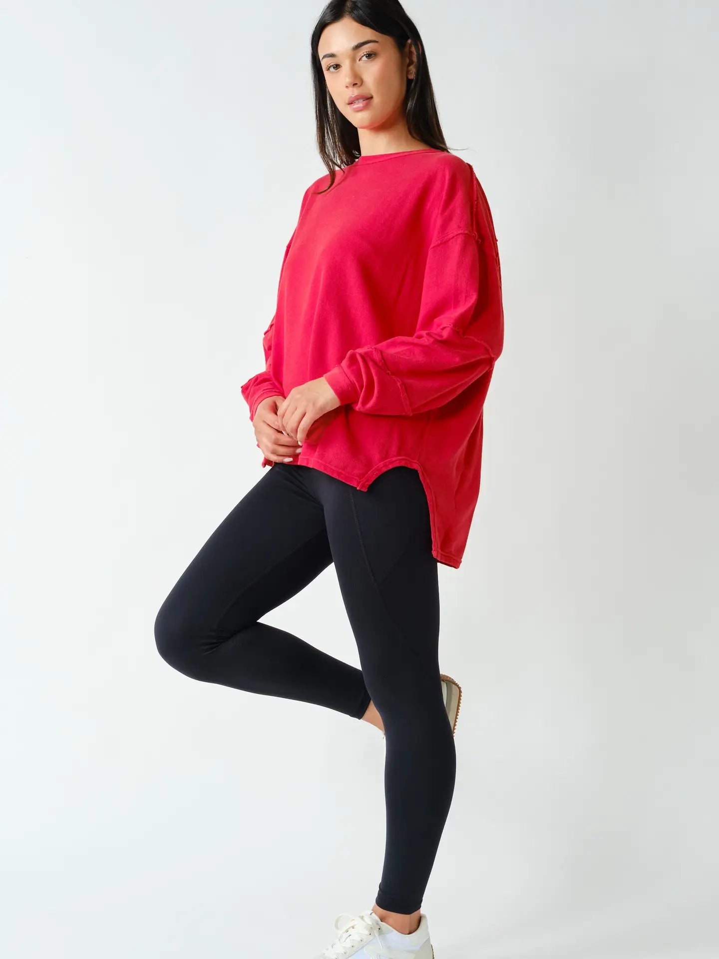 Cherry Classic Cotton Oversized Long Sleeve Top