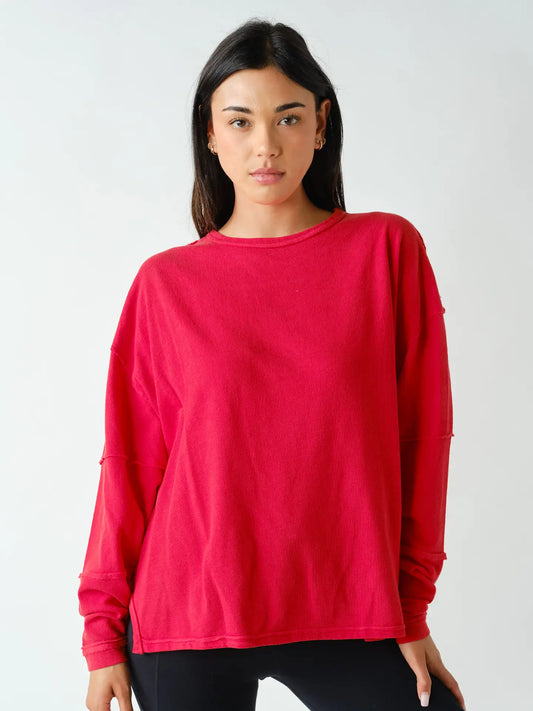 Cherry Classic Cotton Oversized Long Sleeve Top