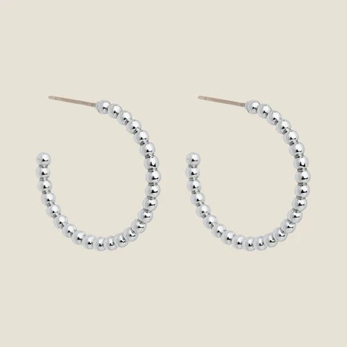 Chloe Silver Medium hoop earring - Nickel & Suede