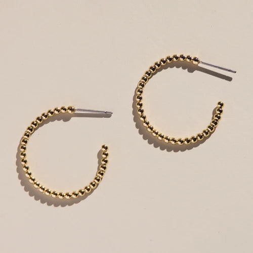 Chloe Gold Medium Hoops - Nickel & Suede