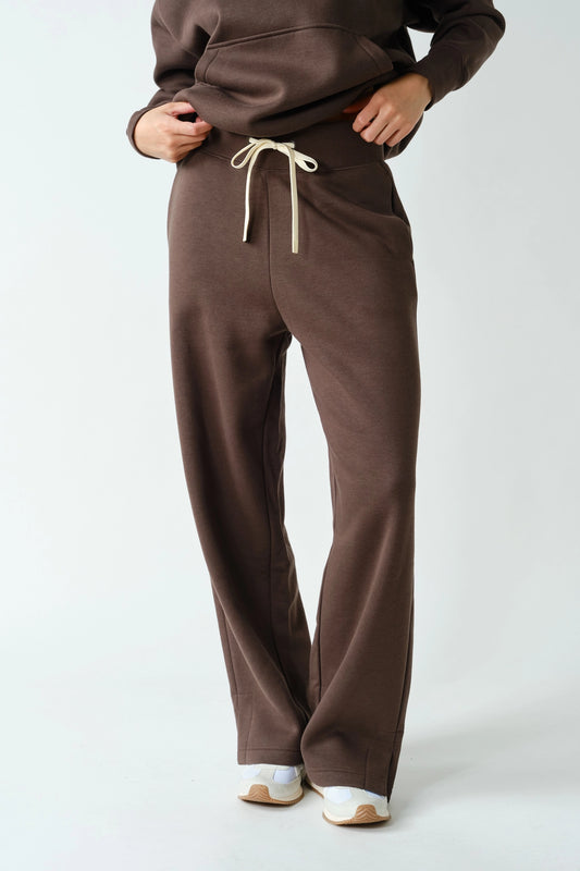 Chocolate Cloudwalk Wide Leg Fleece Pants