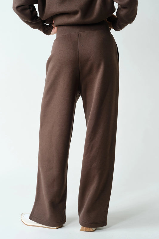 Chocolate Cloudwalk Wide Leg Fleece Pants