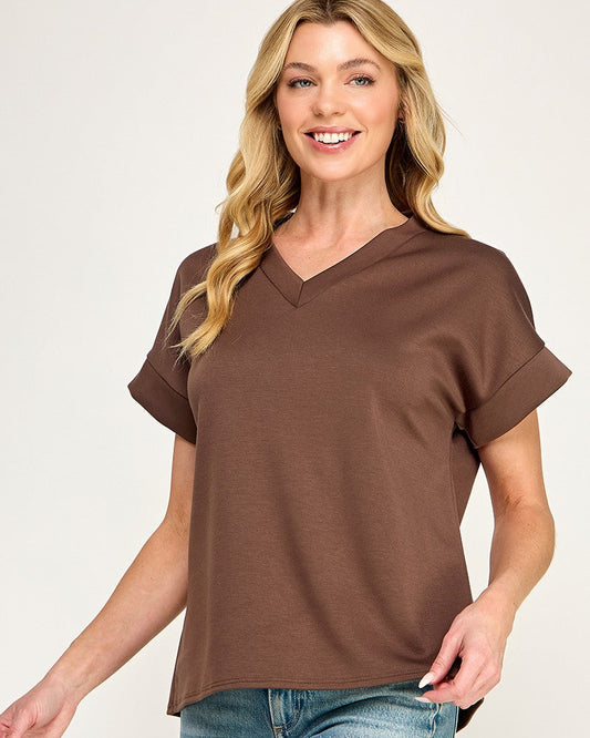 Chocolate Modal V Neck top