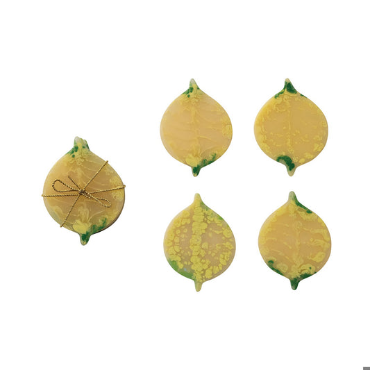 Marbled Resin Lemon Shaped Coasters