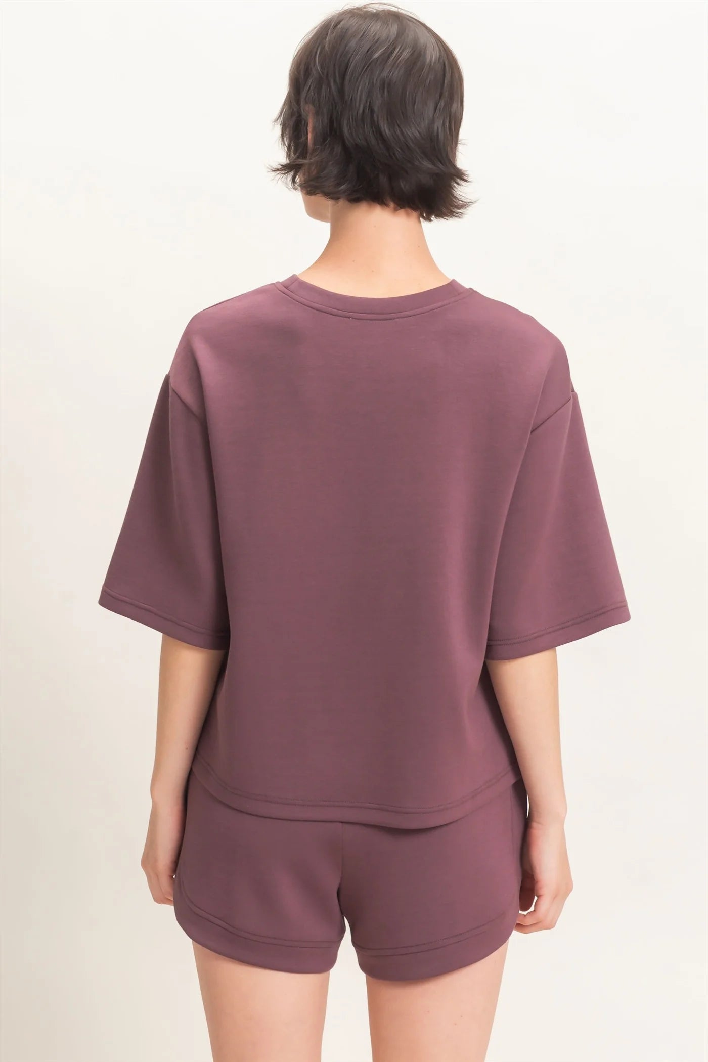 Cocoa  Loose Fit Crew Neck Short Sleeve Top