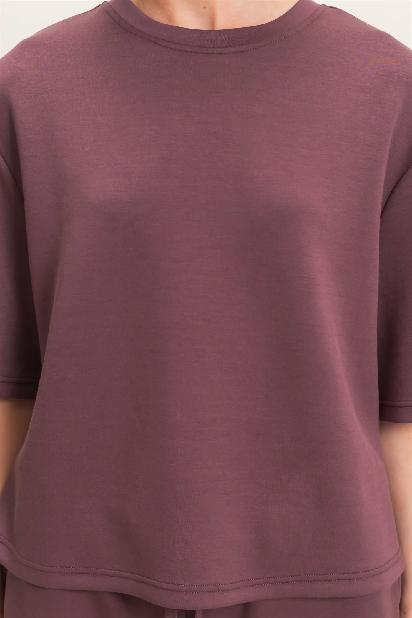 Cocoa  Loose Fit Crew Neck Short Sleeve Top