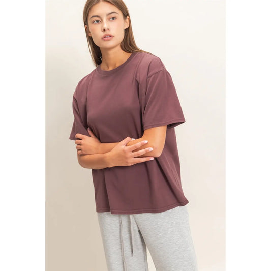 Cocoa Crew Neck Pigment Dye T-Shirt