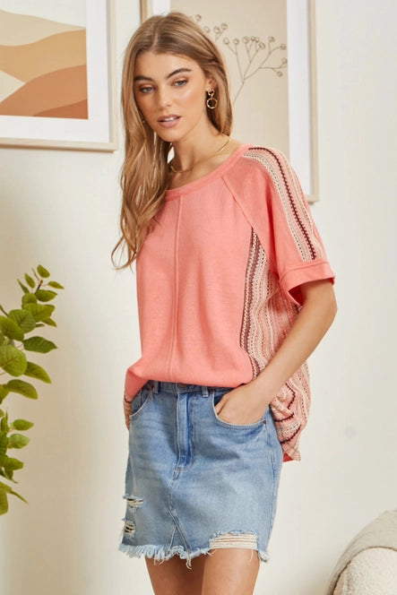 Easy Knit Top Featuring Crochet Detail