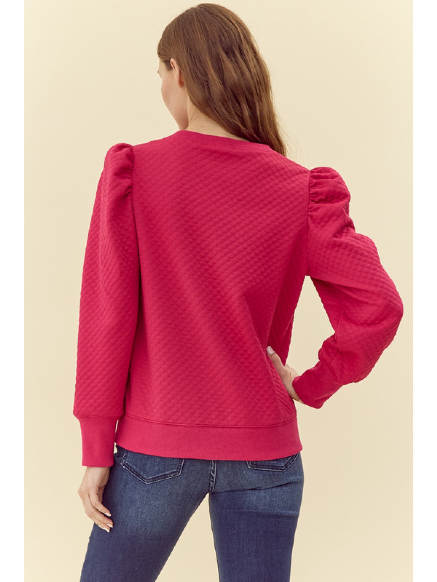 The Christy Cranberry embossed top