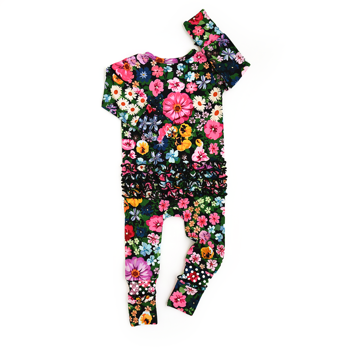 Ruffle Zip Bamboo One Piece Floral Baby Clothing