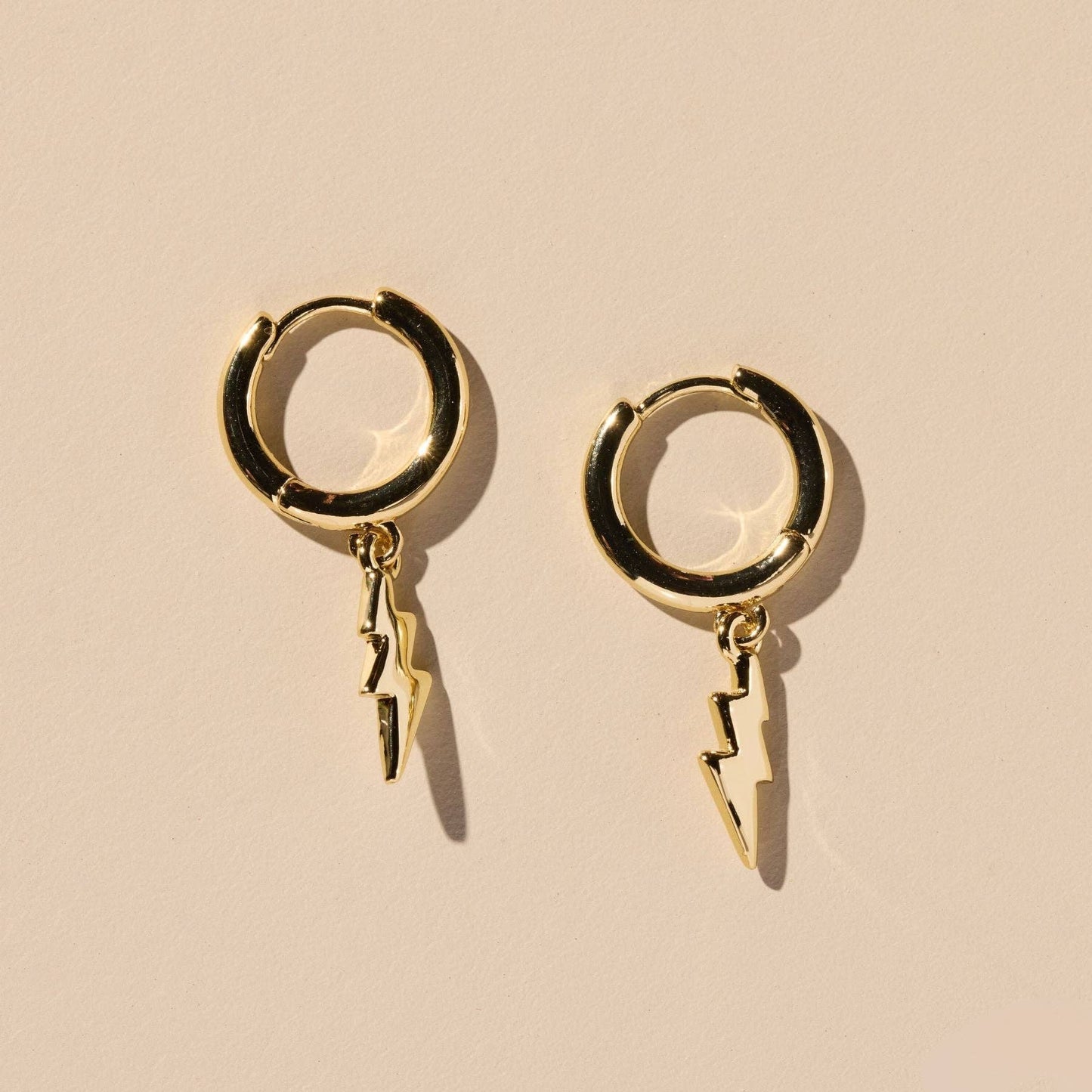 Gold Lightning Bolt Huggies Nickel & Suede