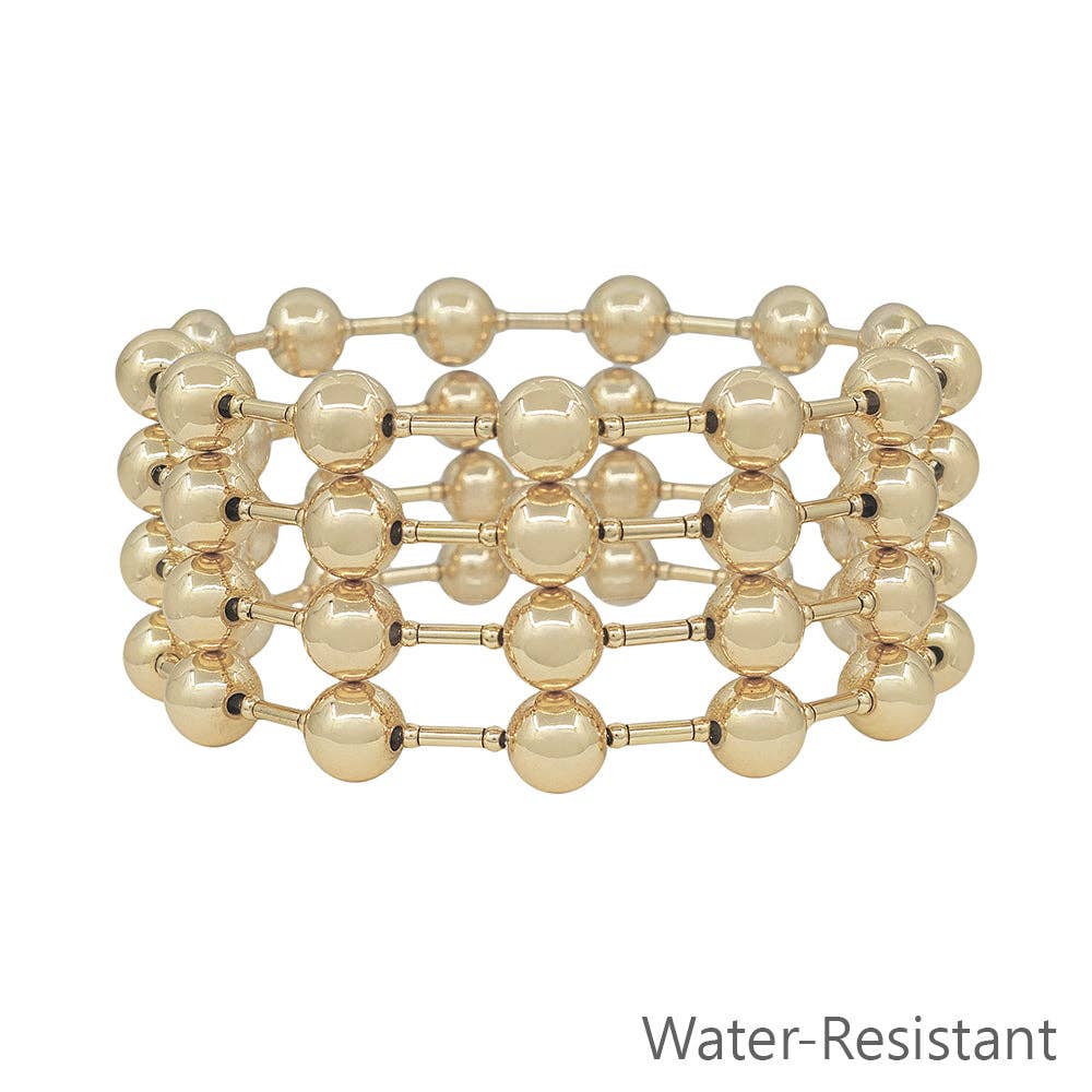 Gold Beaded and Gold Bar Stretch Bracelets