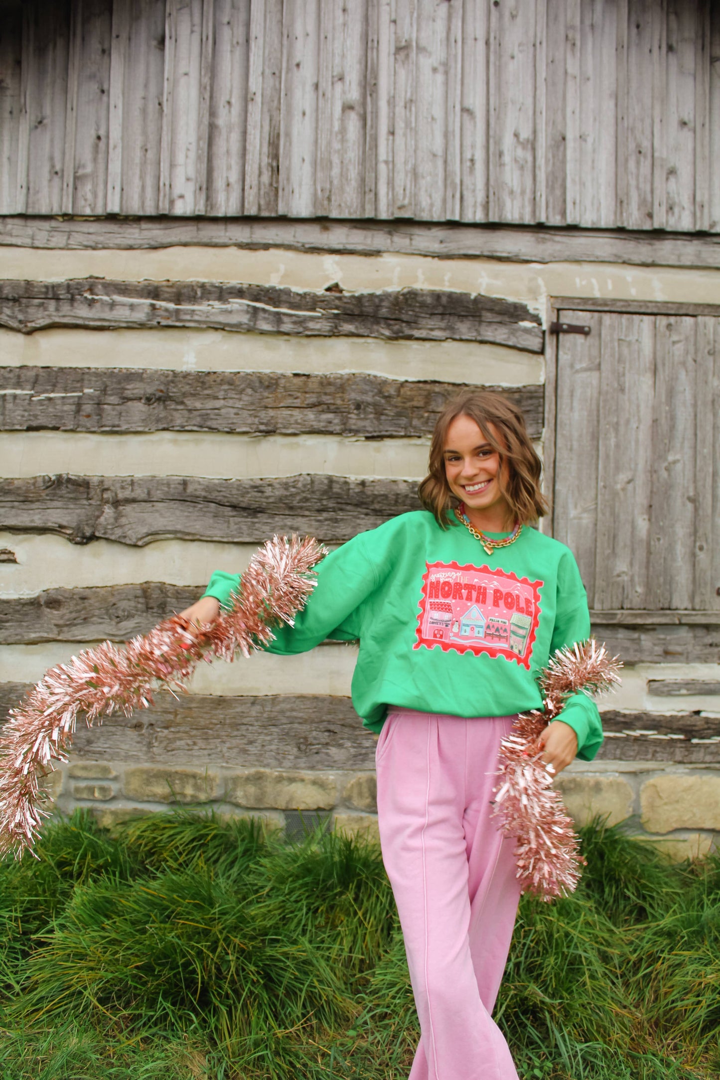 Greetings From The North Pole Green Crewneck