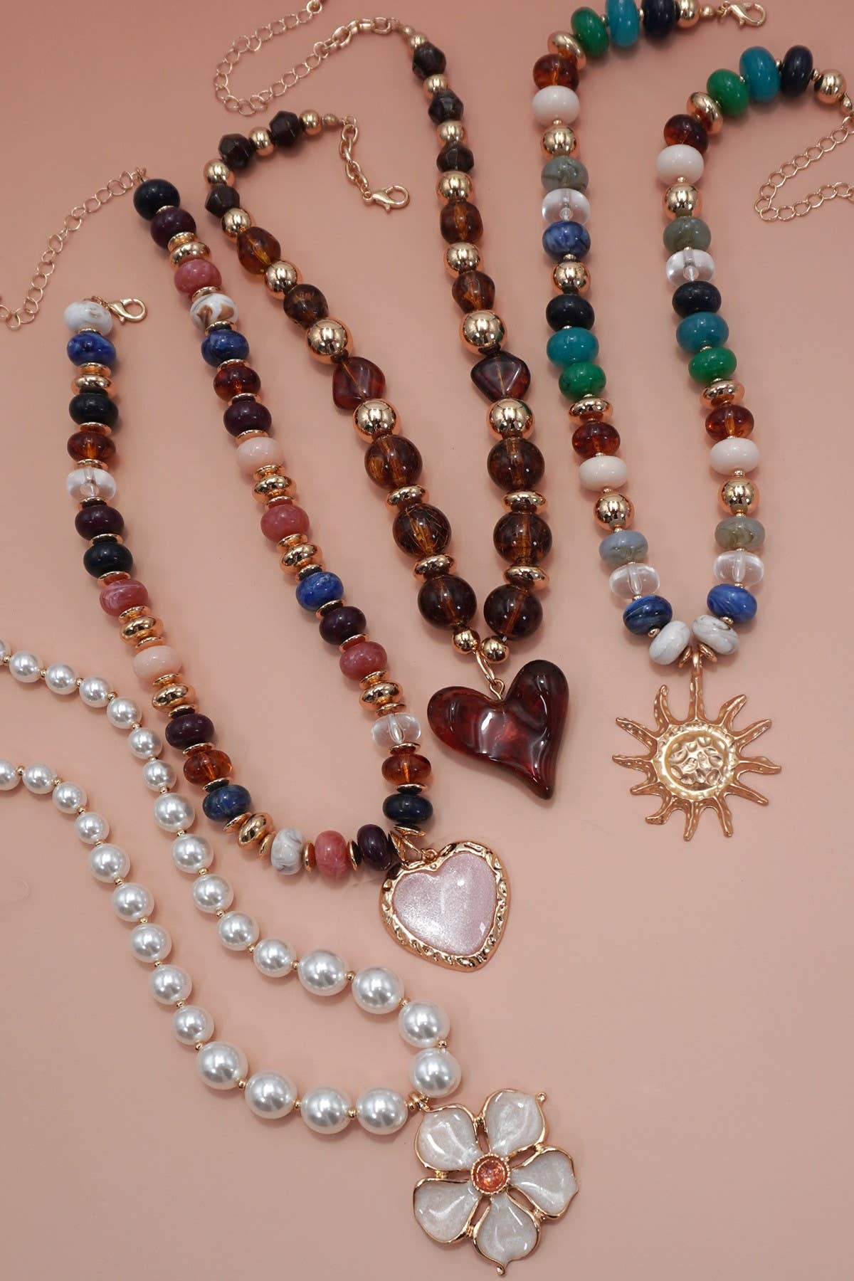 Trending Chunky Beaded Necklace with Charm