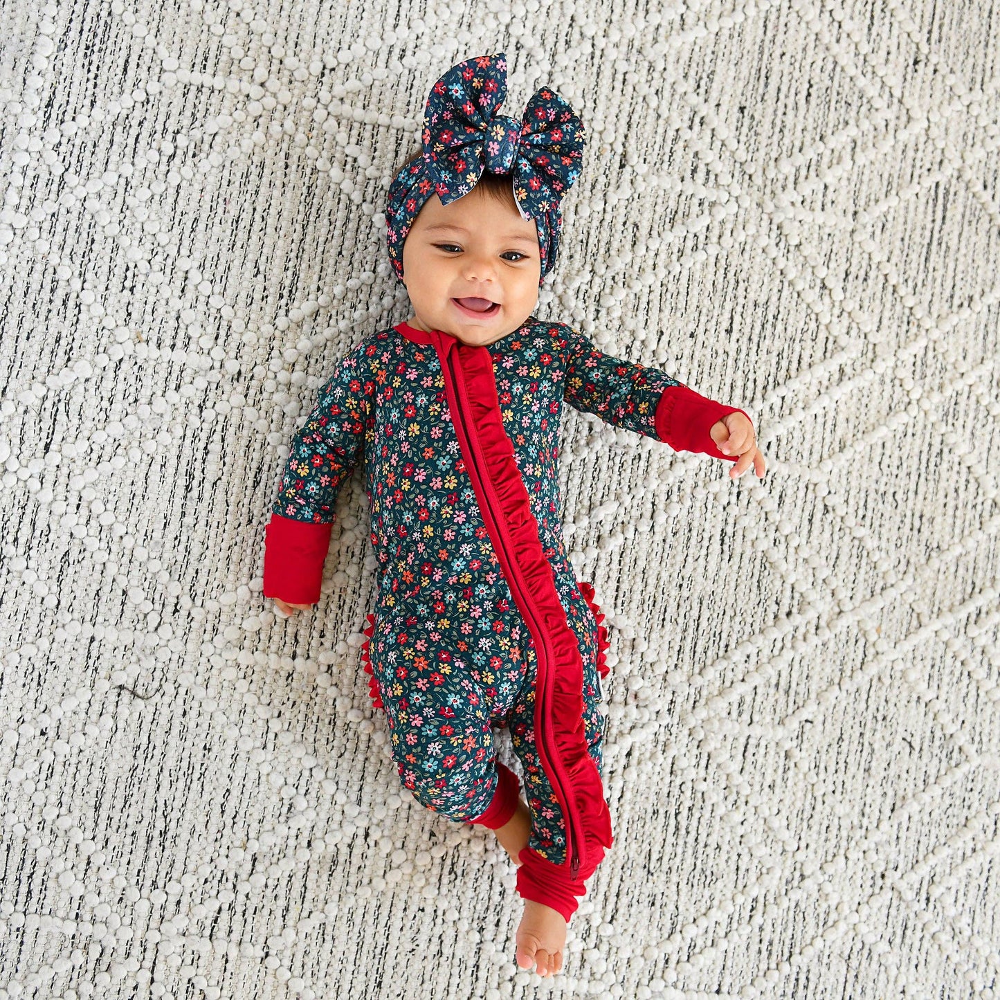 Isabelle RUFFLE ZIP Bamboo One Piece Floral Baby Outfit