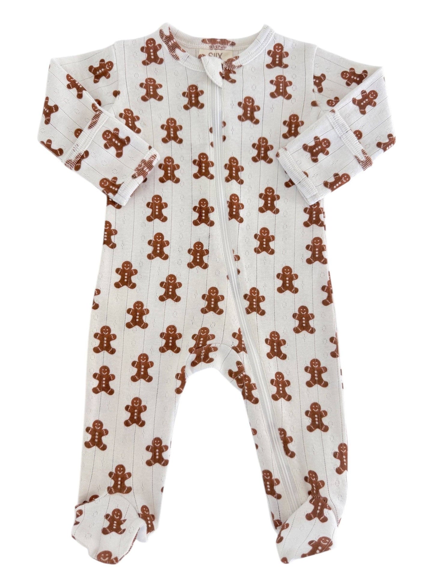 Gingerbread / Organic Pointelle 2-Way Zip Footie