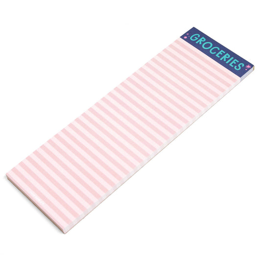 Pink Stripe Groceries 4x12 Notepad