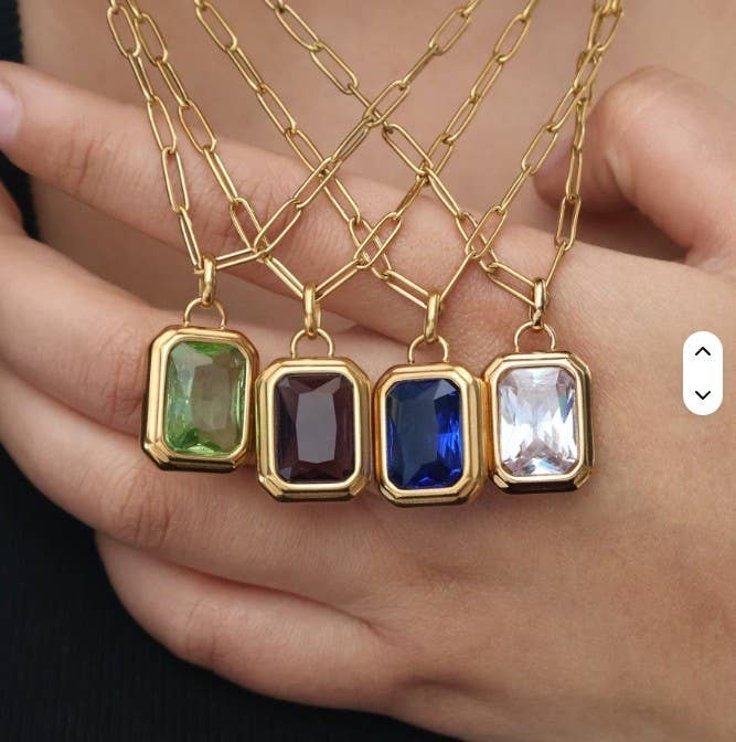 Stainless Steel Square Stone necklace