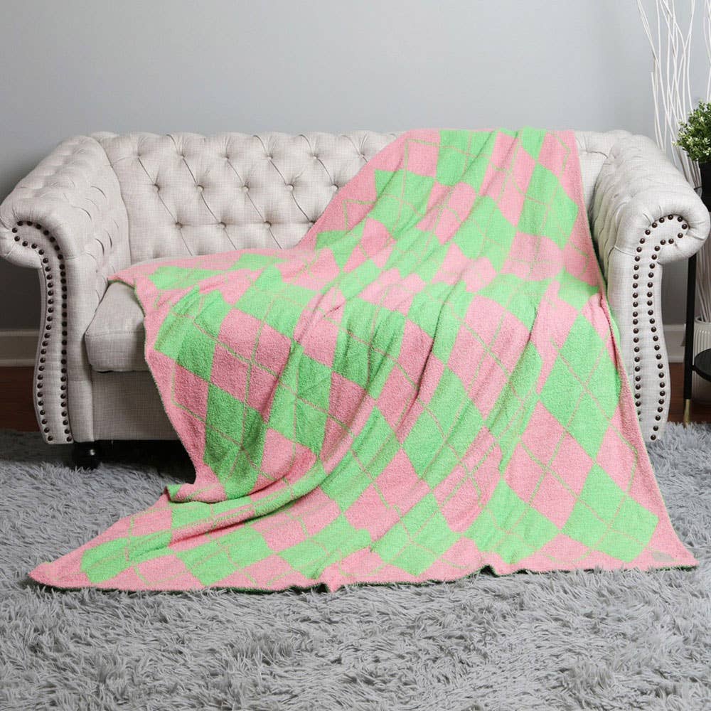 Argyle Reversible Throw Blanket
