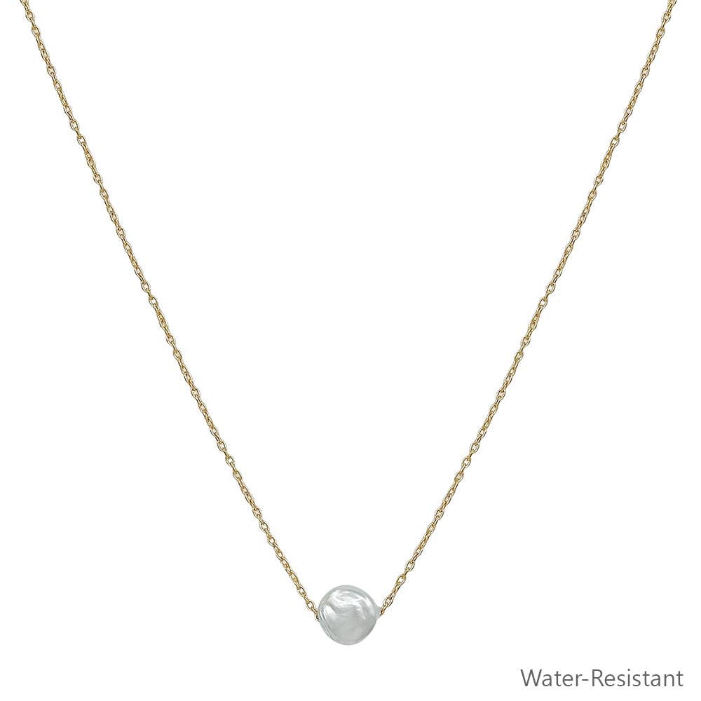 Gold Chain with Small 8MM Freshwater Pearl 16"-18" Necklace