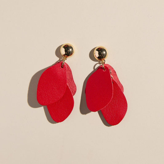 Red Pomegranate Weston Leather Drop Earring