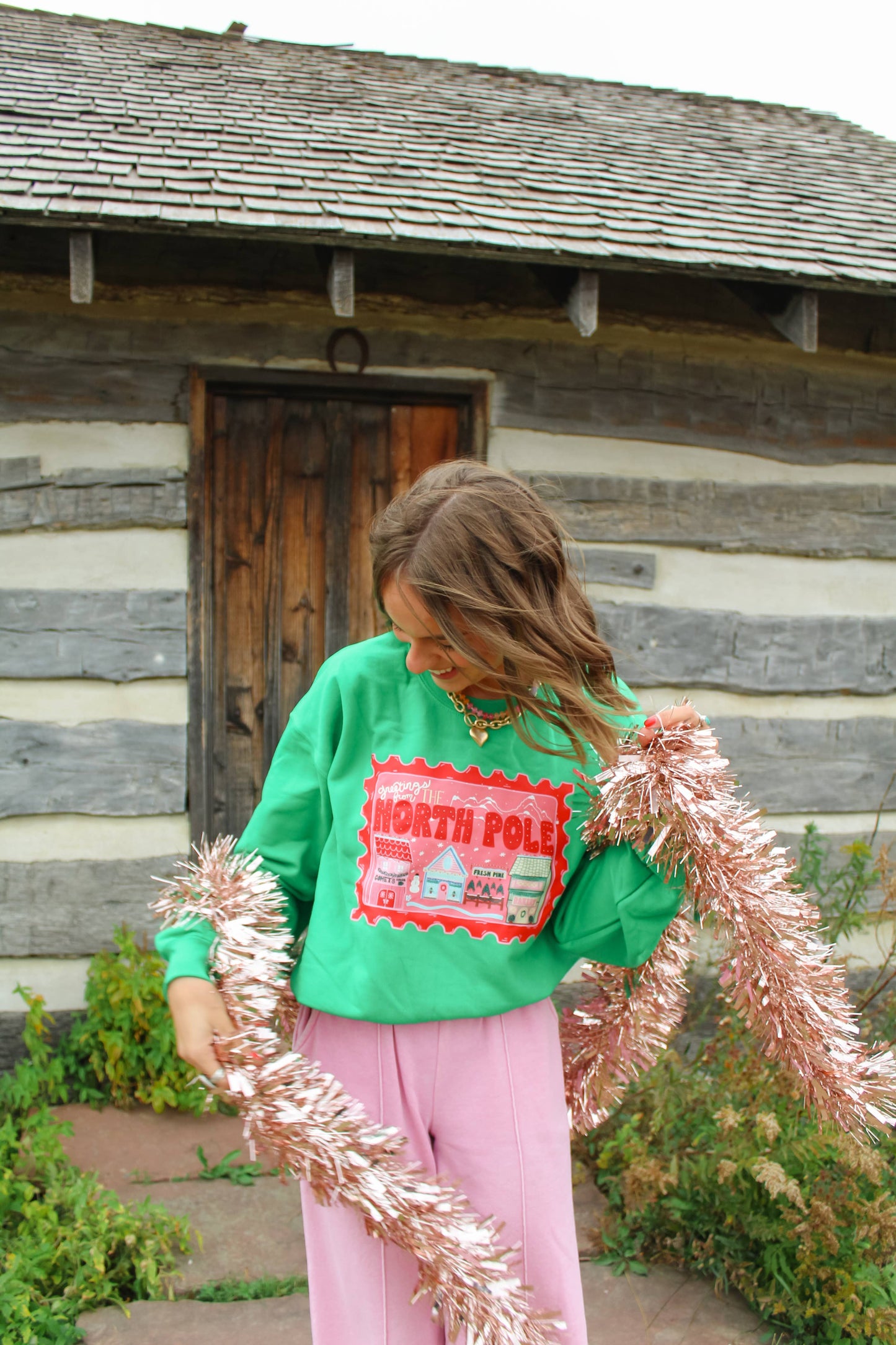 Greetings From The North Pole Green Crewneck