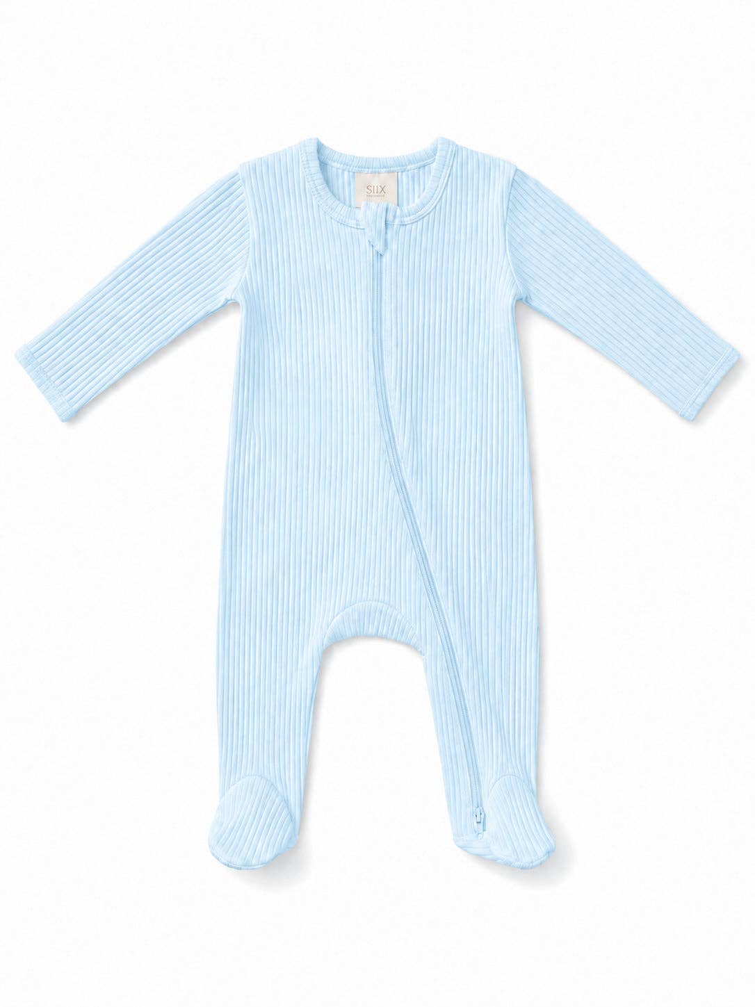 Baby Blue / Ribbed 2-Way Zip Footie