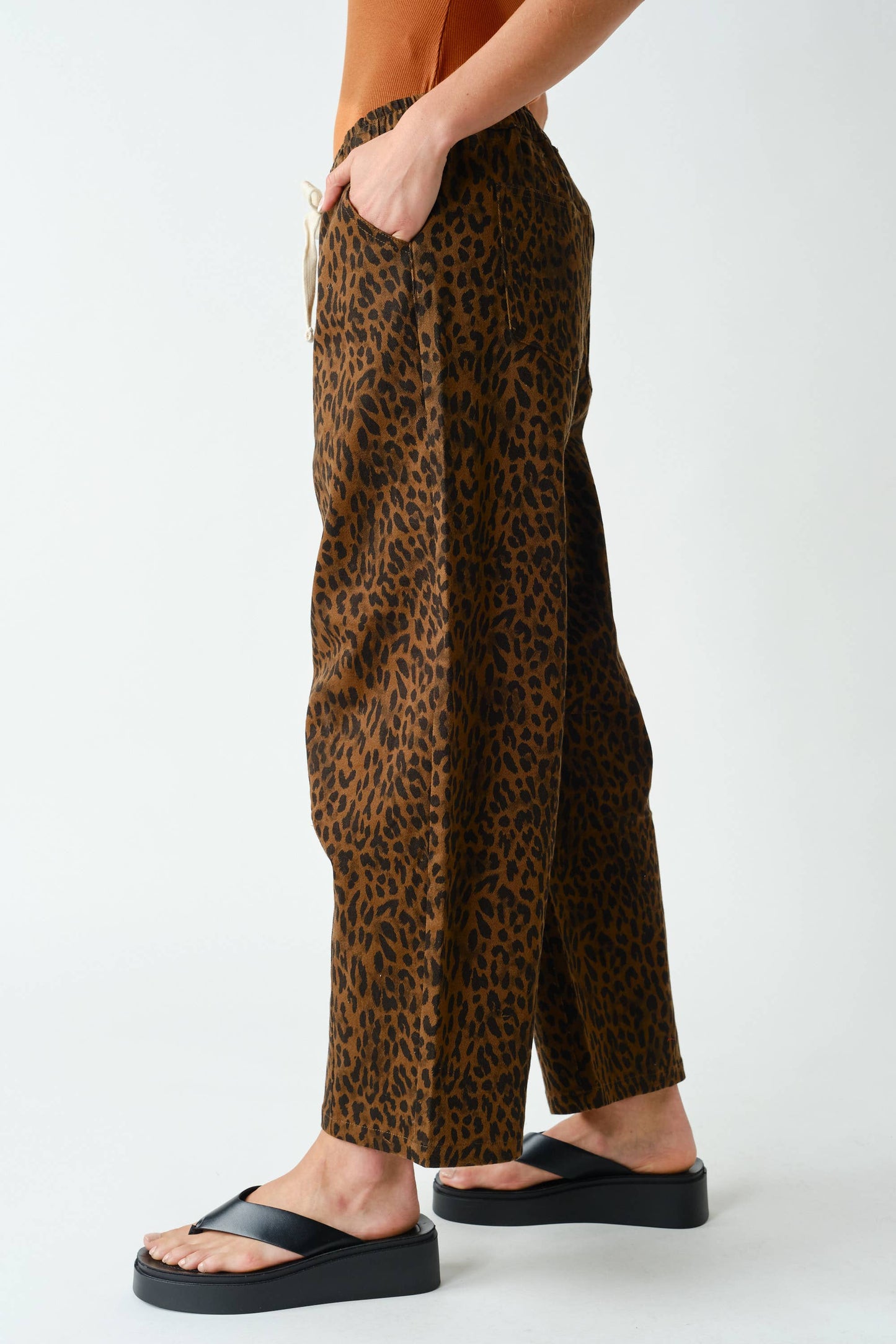 Blue Leopard Wide-Leg Pants