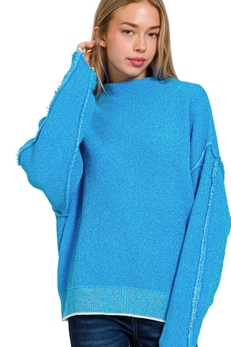 Deep Sky oversized Mock Neck Sweater