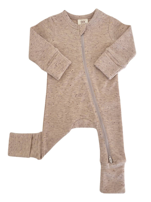Baby Tan Speckle / 2-Way Zip Romper