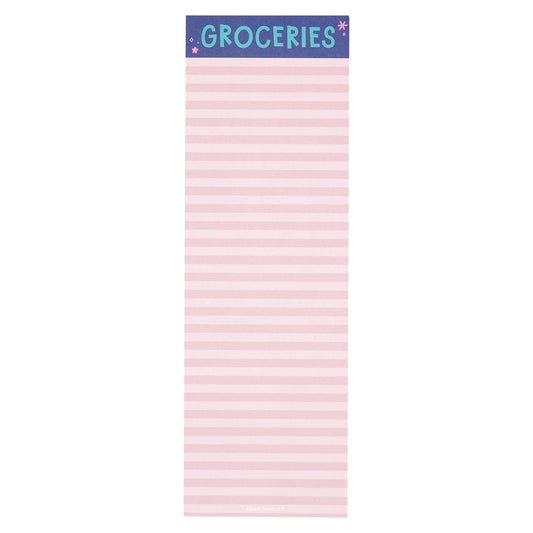 Pink Stripe Groceries 4x12 Notepad