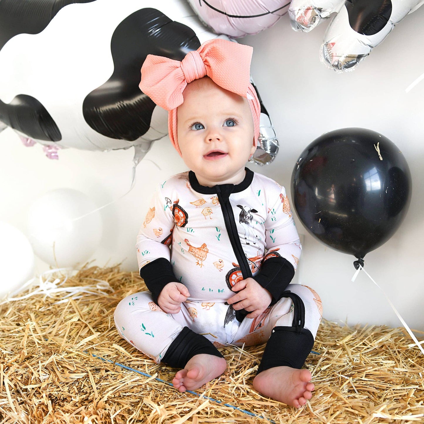 Millie Moo ZIP Bamboo Farm OnePiece 2-Way Zipper Baby Outfit