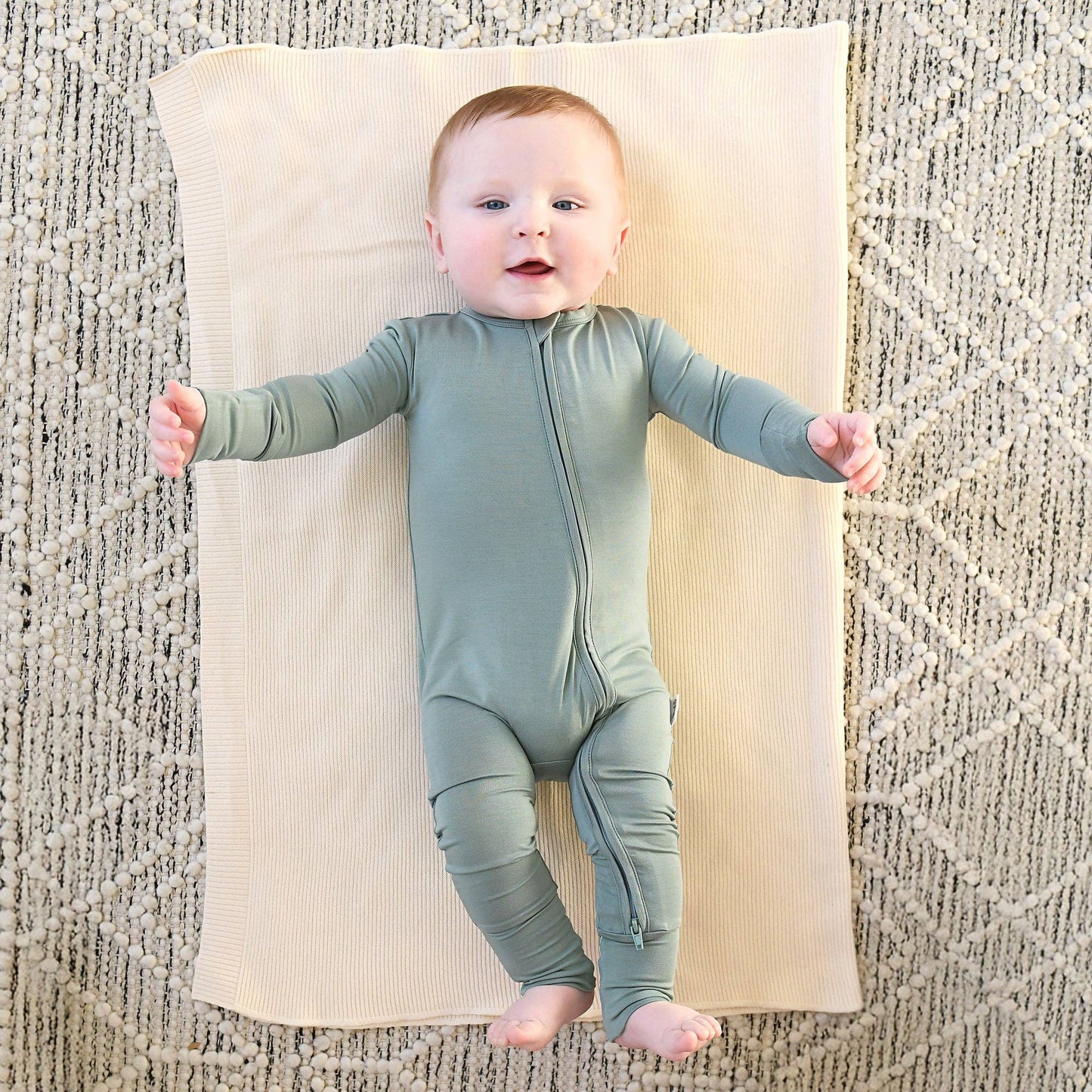 Eucalyptus ZIP Bamboo Keepsake Two Way Zipper Baby Outfit