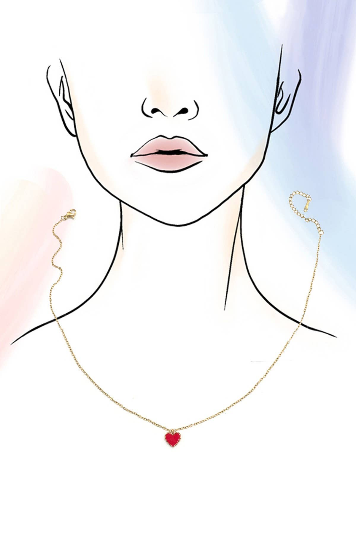 Stainless Steel Heart Necklace (Pink or Red)