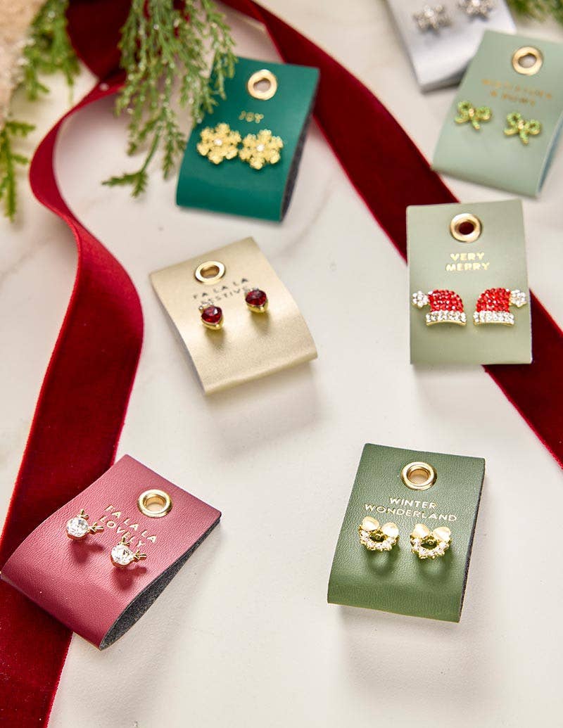 Holiday Stud  Earrings - Mistletoes + Bows