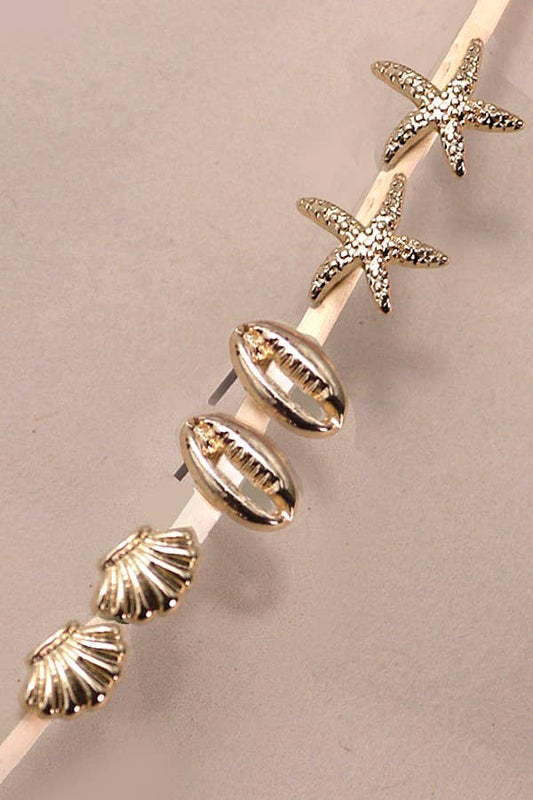 TRIO STUD SEASHELL EARIINGS