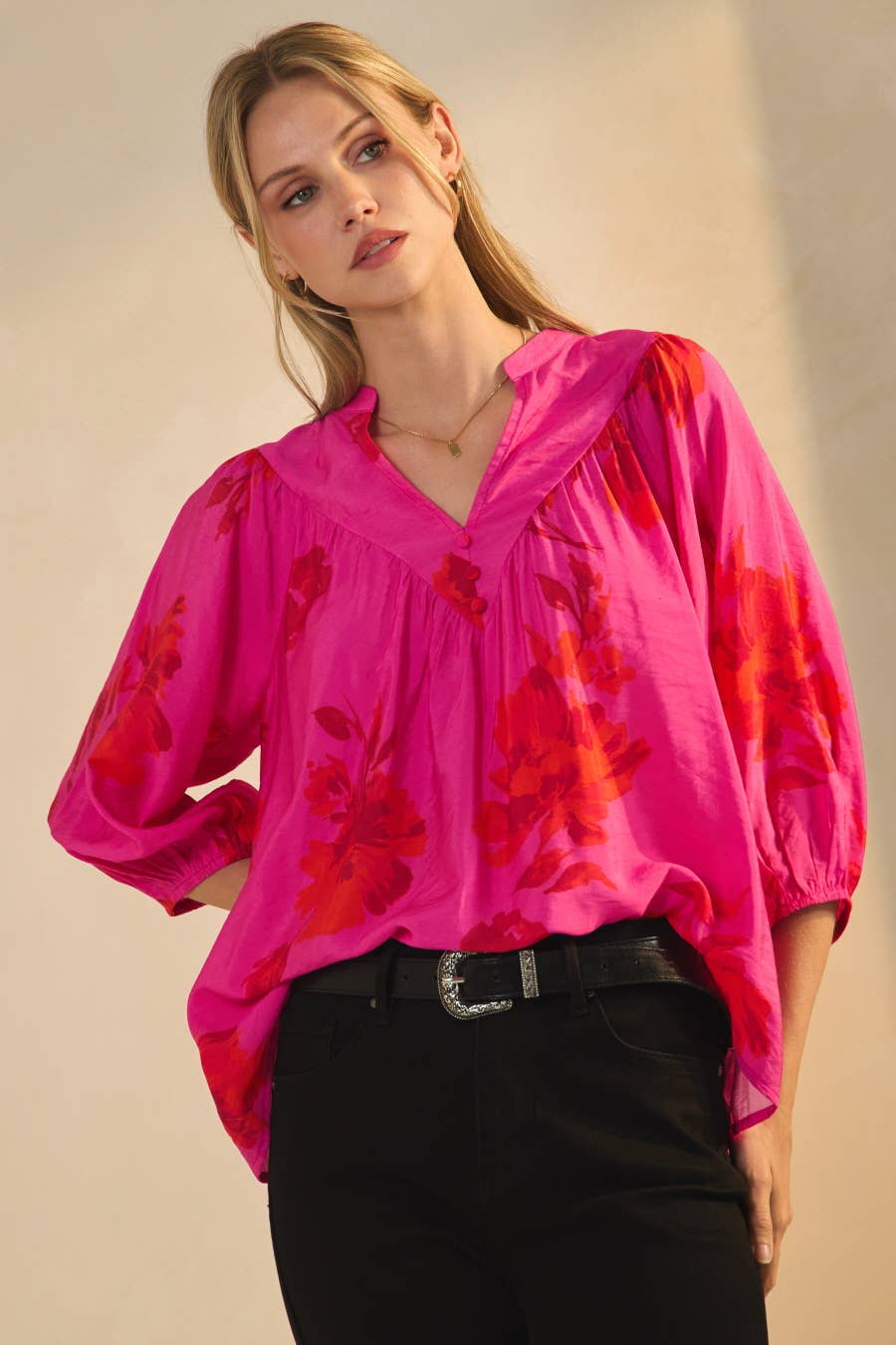 Plus Floral Printed Blouse