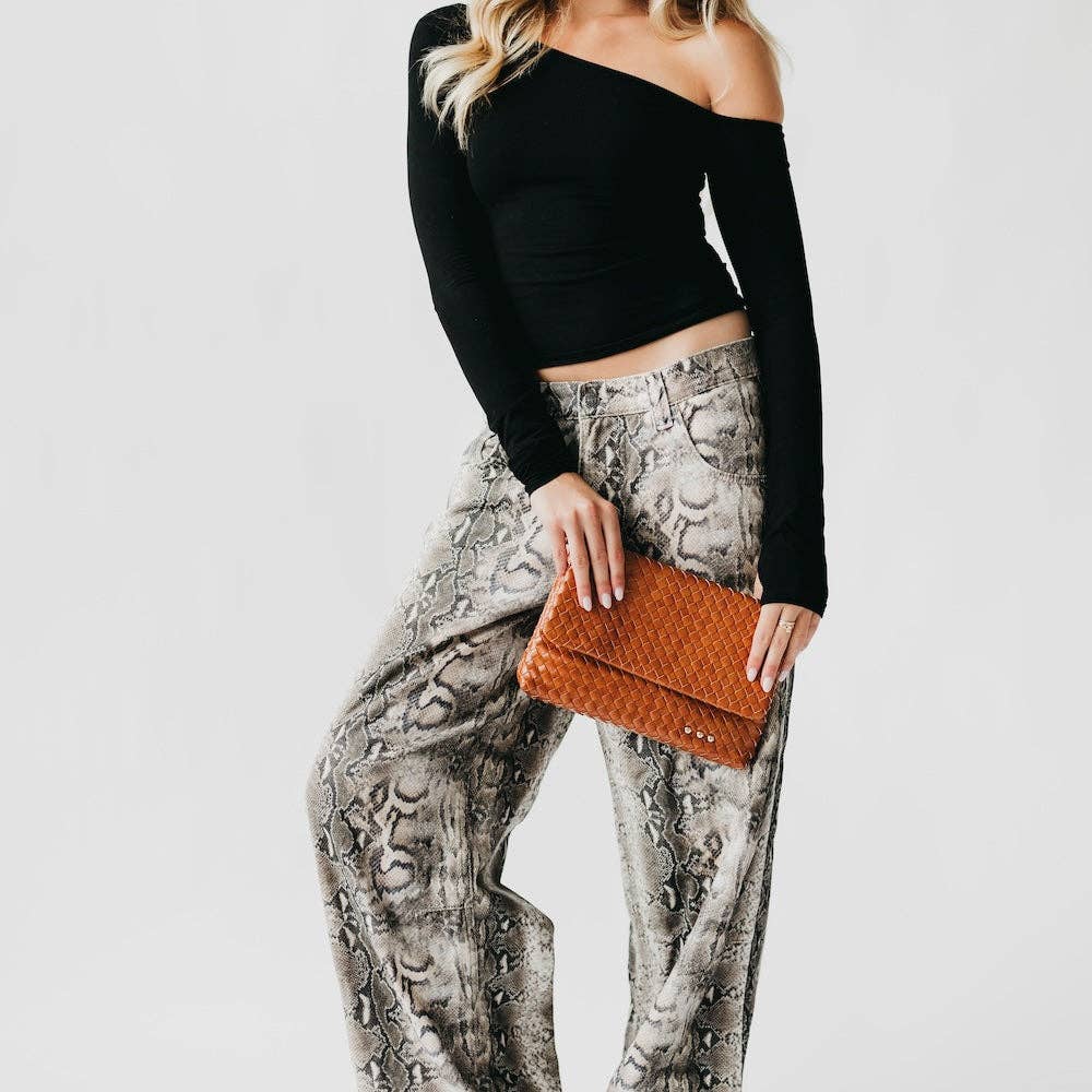 Wrenlee Woven Flap Crossbody (Black or Brown)