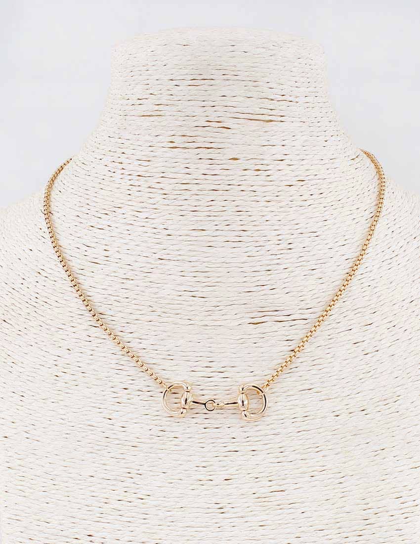Gold Chain 16"-18" Necklace with Horse Bit Accent