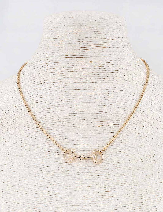 Gold Chain 16"-18" Necklace with Horse Bit Accent